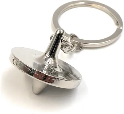 Produktbild von Onwomania Schlüsselanhänger Kreisel Brummkreisel Spielzeug Silber Metall Anhänger Charm