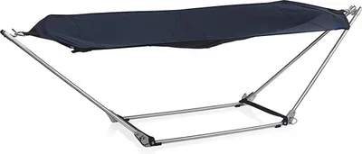 Produktbild von Campart BE-0640 Hängematte mit beschichtem Stahlrahmen grau / blau