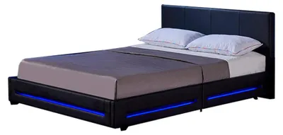 Produktbild von HOME DELUXE - LED Bett ASTEROID - Schwarz, 180 x 200 cm - Inkl. Lattenrost I Polsterbett Design Bett inkl. Beleuchtung, KI-generiertes Bild