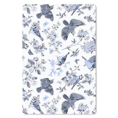 Produktbild von MuchoWow® Mauspad Mousepad Blumen - Vogel - Blau 18x27 cm - Mousepads - Maus Mat - Pad - Mausunterlage