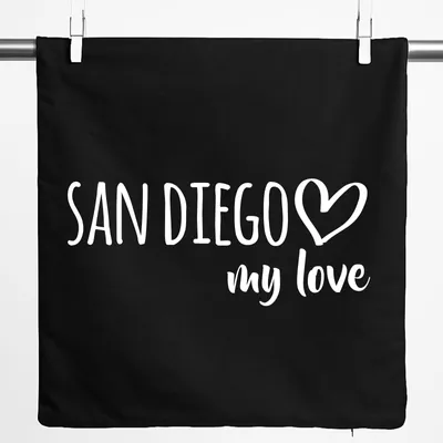 Produktbild von Huuraa Kissenbezug San Diego my love 40x40cm Black Baumwolle Dekokissenbezug Geschenkidee