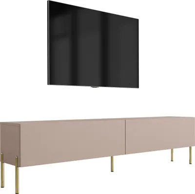 Zdjęcie produktu dla Szafka pod telewizor: karmelowy brąz, 170 x 52 x 32 cm, złote nóżki