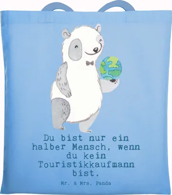 Produktbild von Mr. & Mrs. Panda Jutebeutel Touristikkaufmann Herz - Sky Blue - Geschenk, Tote Bag, Baumwolltasche, Uni Tasche, Tragetasche, totebag