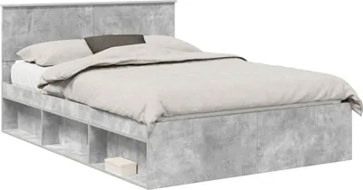 Zdjęcie produktu dla vidaXL Rama łóżka z zagłówkiem betonowym 140 x 190 cm materiał drewnopochodny
