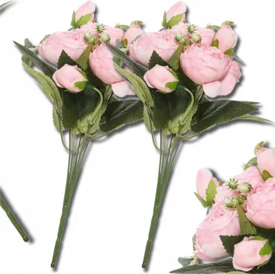 Produktbild von EDIBAZZAR | Künstlicher Pfingstrosenstrauß, 2 Stück, dekorativ, rosa, für Vase, Zweig