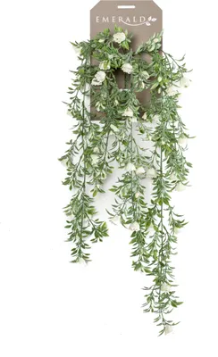 Produktbild von künstliche Rosen zum hängen weiß mit 5 Ranken 75cm Emerald Kunstblumen WA