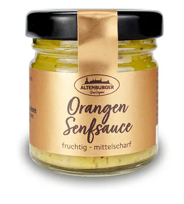 Produktbild von Mini Glas Orangen Senfsoße, 30ml