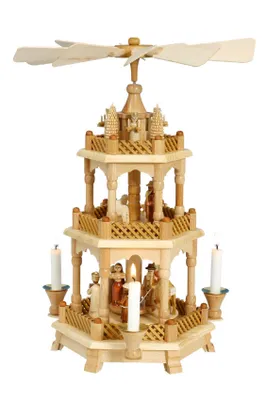 Obrázok produktu pre Pyramídový betlehem s anjelmi prírodný ŠxVxH 30x42x30cm NOVINKA