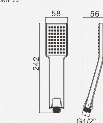 Productafbeelding van Kogelkop vierkant - Handdouche - Voor dagelijks gebruik - Waterbesparend ontwerp - 24 x 13 cm - Zilver