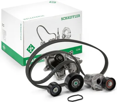 Produktbild von INA 529 0369 30 Wasserpumpe + Keilrippenriemensatz für BMW 3 Touring (E91) 3 Limousine (E90) 1 Schrägheck (E87) 3 Coupe (E92) 3 Cabrio (E93)