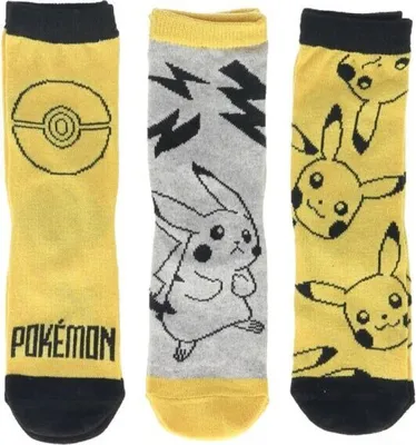 Immagine prodotto di Set di 3 calzini Pokémon per bambini con motivi diversi giallo 31/34