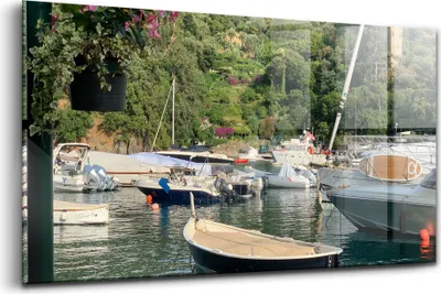 Produktbild von Bilder auf glas - Einteilig - Wanddekoration - Glas Bilder - 120x60 - Bootsanleger in Portofino