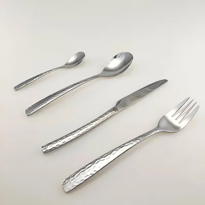 Tafelbesteckset, gehämmert, 24-teilig, Edelstahl, 25x9x7 cm