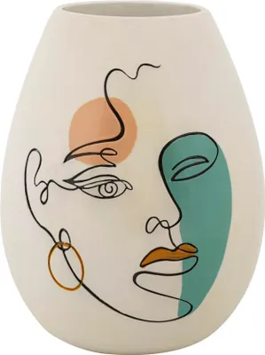 Obrázok produktu pre Biela živicová váza s maľovaným povrchom Ø 22,5x29 cm