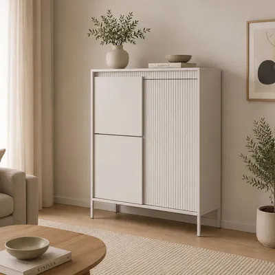 Immagine prodotto di Hatolaro - Credenza, 104x40x123h cm Beige, 5 Ripiani