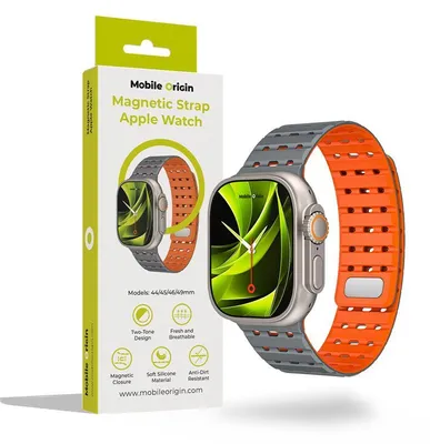 Zdjęcie produktu dla Mobile Origin Magnetic Strap, Grey/Orange - Apple Watch 49Mm/46Mm/45Mm/44Mm