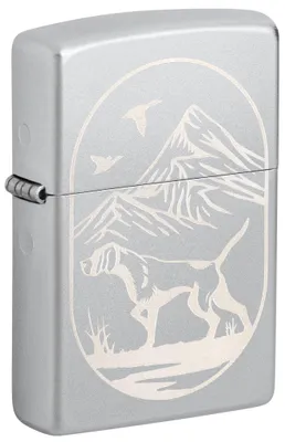Productafbeelding van Zippo stormaansteker - Jachthond, satijnchroom, lasergravure - Navulbaar