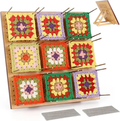Obrázok produktu pre Granny Square Spanner 29 cm bambusová blokovacia doska s 30 kolíkmi