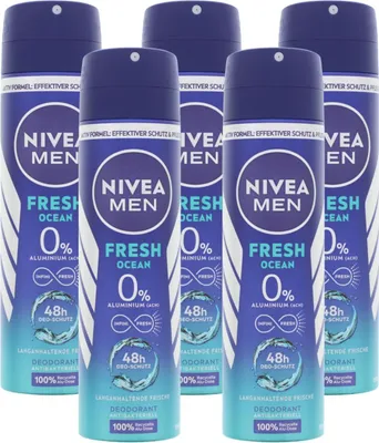 Produktbild von 5 x NIVEA MEN Fresh Ocean Deo Spray je 150ml 0%  48h Schutz Deodorant