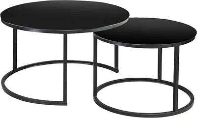 Image de Lot de 2 tables basses de salon Atlanta 80 x 80 cm et 60 x 60 cm, noir
