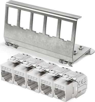 Produktbild von hb-digital Hutschienenadapter 5 Port mit CAT 7 Keystone Modul RJ45