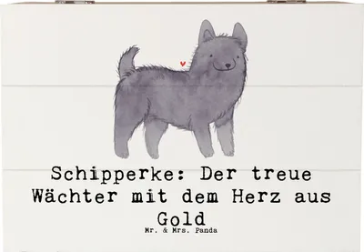 Produktbild von Mr. & Mrs. Panda Geschenkbox Schipperke Wächterherz 22 x 15 cm - Weiß - Geschenk, Box, Aufbewahrungsbox Holz, Energie, Hunderasse, Hunderassen, bedingungslose Liebe, Hund