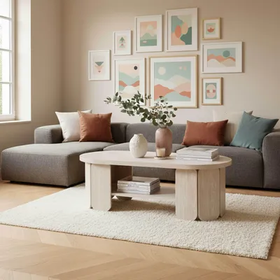 Produktbild von Couchtisch aus MDF mit weißem Holzeffekt - Oviala Molly