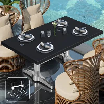 Produktbild von WBC | Jamaika Loungetisch | B: T: H:  120 x 70 x 40 cm | Schwarz / Aluminium | Verbinder | Bistro Loungetisch Gastro Tisch