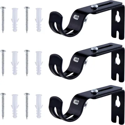 Imagen del producto de Soportes ajustables para cortinas, juego de 3 unidades, para barras de hasta 25 mm de diámetro, para montaje en pared