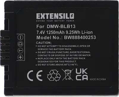 Produktbild von EXTENSILO Akku kompatibel mit Panasonic Lumix DMC-GH1, DMC-GF1W, DMC-GH1KEB-K, DMC-GF1R, DMC-GF1S, DMC-GH1K Kamera (1250 mAh, 7,4 V, Li-Ion)