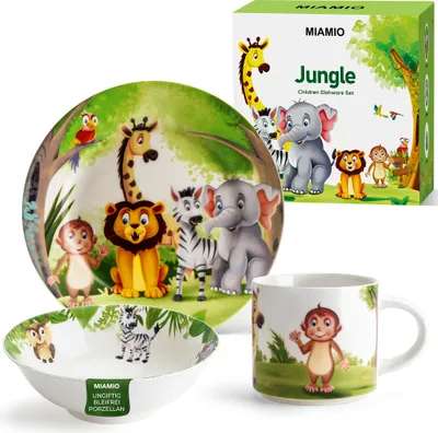 Produktbild von MIAMIO - 3er-Set Kindergeschirr/Porzellan inkl. Teller, Schüssel und Tasse