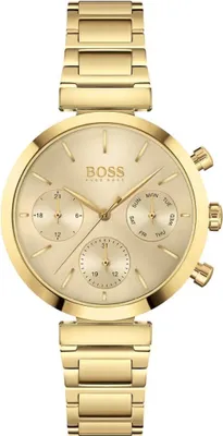 Produktbild von Hugo Boss Damenuhr Chronograph Edelstahl gold
