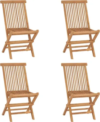 Image de Chaises de jardin pliantes 4 pcs. Bois massif teck