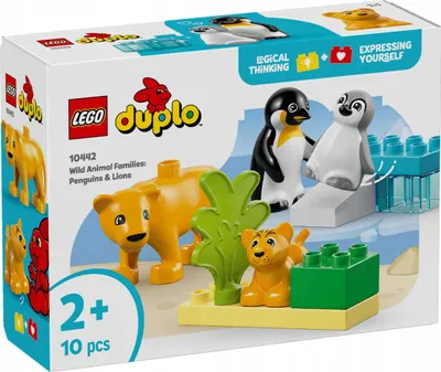 Productafbeelding van LEGO DUPLO Wilde dierenfamilies: Pinguïns en leeuwen – Speelgoed om de fijne motoriek te bevorderen voor meisjes en jongens vanaf 2 jaar – Educatief speelgoed voor peuters met 4 dierenfiguren – Cadeau-idee – 10442