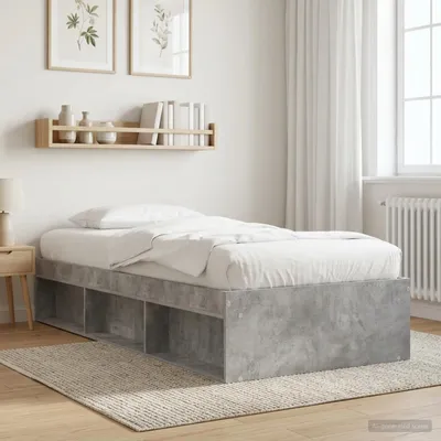 Zdjęcie produktu dla Maison Exclusive - Łóżko z pojemnikiem na pościel, kolor betonowy, 80 x 200 cm, płyta wiórowa