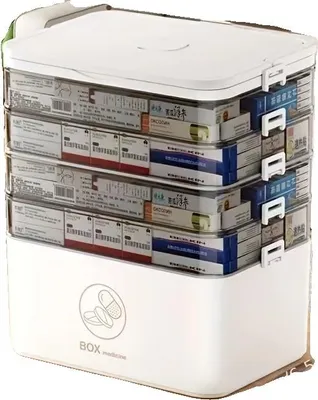 Obrázek produktu pro Box na léky, odolná konstrukce, víceúrovňová organizace, velký pětivrstvý