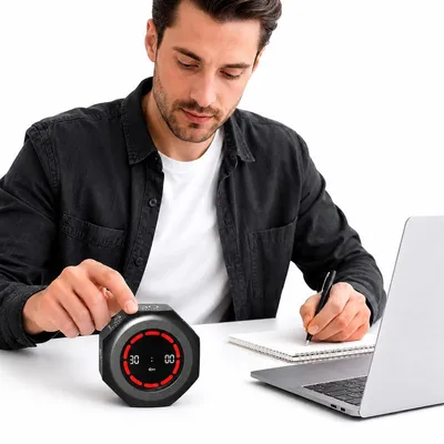 Produktbild von Zeitschaltuhr Flip Timer Digital mit Countdown Stoppuhr USB Akku 7 Schnellzeiten und Stummschaltung