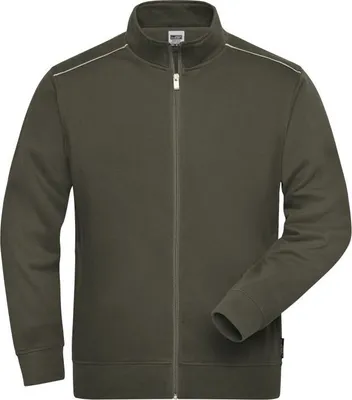Produktbild von Sweat-Jacke mit Stehkragen und Kontrastpaspel olive, Gr. 4XL
