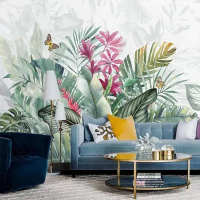 Image de Décoration murale 3D avec des motifs abstraits de fleurs et de feuilles
