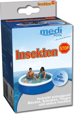Produktbild von mediPOOL Insekten Stop Insektenschutz 180g, Zitronenduft, für 800-25.000L Pools, 6 Wochen, schnell löslich