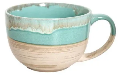 Immagine prodotto di Tazza in Vetroceramica grande, 700 ml, con manico, color verde, ideale per cereali, zuppe, caffè