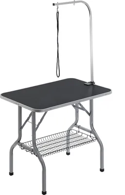 Obrázek produktu pro VEVOR Stůl na stříhání 985x615x1662mm Stůl na stříhání psů z nerezové oceli Nosnost 150 kg Stůl na oblékání pro psy Skládací stůl na stříhání domácích mazlíčků 914,4x609,6 mm Pracovní plocha ideální pro koupání Stříhání Sušení Kartáčování