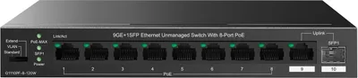 Zdjęcie produktu dla Switch niezarządzalny Tenda TEG1110PF-8-120W 9x1GbE 1xSFP PoE