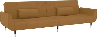 Produktbild von vidaXL Schlafsofa 2-Sitzer mit 2 Kissen Braun Samt