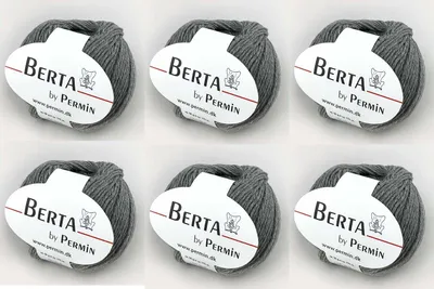 Obrázek produktu pro 6x Berta by Permin – pletená příze z vlny a bavlny s certifikátem Oeko-Tex (18 šedá)