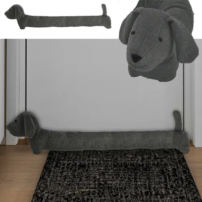 Produktbild von Zugluftstopper Hund dunkelgrau 85x20x10cm Polyester Luftzugstopper Türstopper Zugluftrolle Windstopper