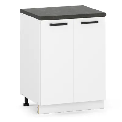 Produktbild von ULWEHOME | Unterschrank 60 cm Weiß matt, Küchenunterschrank mit 2 Türen, Küchenschrank stehend, ohne Arbeitsplatte