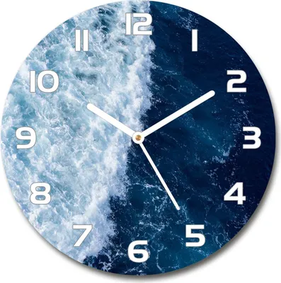 Produktbild von Wanduhr aus Glas 30fi Glasbild Glasuhr Gehärtetes Glas - weisse-zeiger - Sea waves