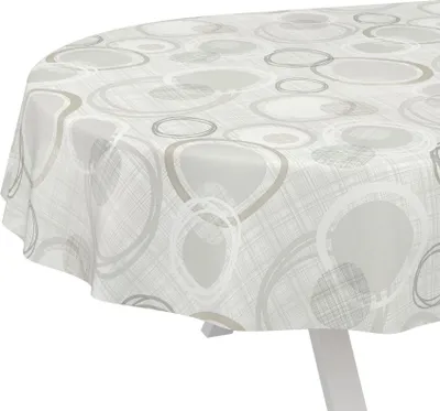 Produktbild von Tischdecke Wachstuch Ornamente Grau Robust Wasserabweisend Oval Breite 140 cm Länge 200 cm