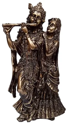 Radha Krishna Bronzen Finish Standbild, 7 Zoll, Polyresin